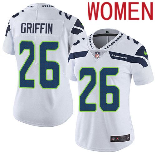 Women Seattle Seahawks #26 Shaquill Griffin Nike White Vapor Limited NFL Jersey->women nfl jersey->Women Jersey